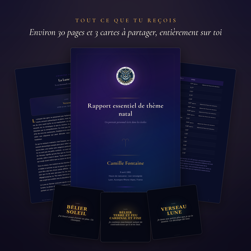 Tout ce que le Rapport Essentiel contient, couverture, pages intérieures et trois cartes à partager